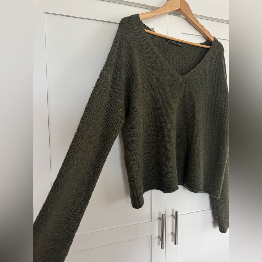 Peruvian Connection Forest Green V-Neck Sweater L - Picture 5 of 8